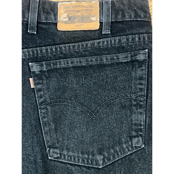 Vintage 90s Levis 545 Jeans Mens 44x32 Black Orange Tab Loose Fit‎ Baggy Mexico - Picture 2 of 12